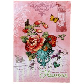 Записная книжка А6, 160 л Букет и желтая бабочка 