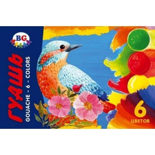 Гуашь 6 цв. 10 мл. BG Птичка с цветами 