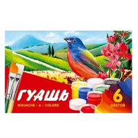 Гуашь 6 цв. 20 мл BG "Пейзаж с птичкой"